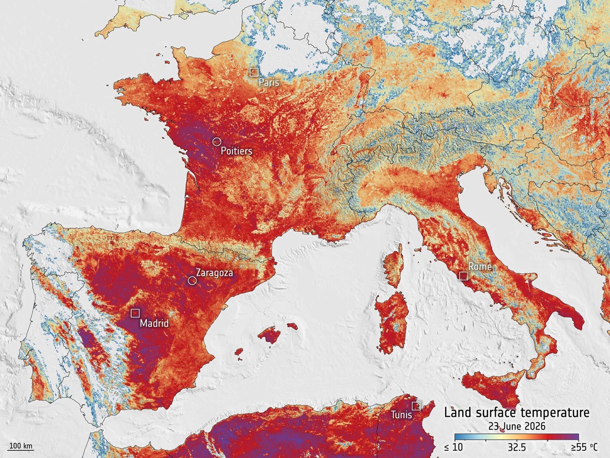 satellite visual of Europe during heatwave