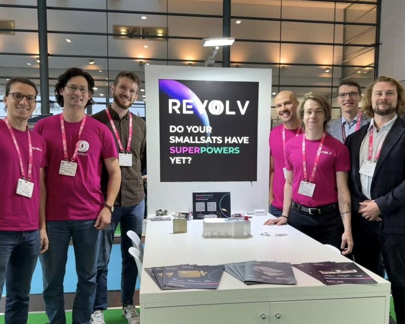 space business professionals at trade fair