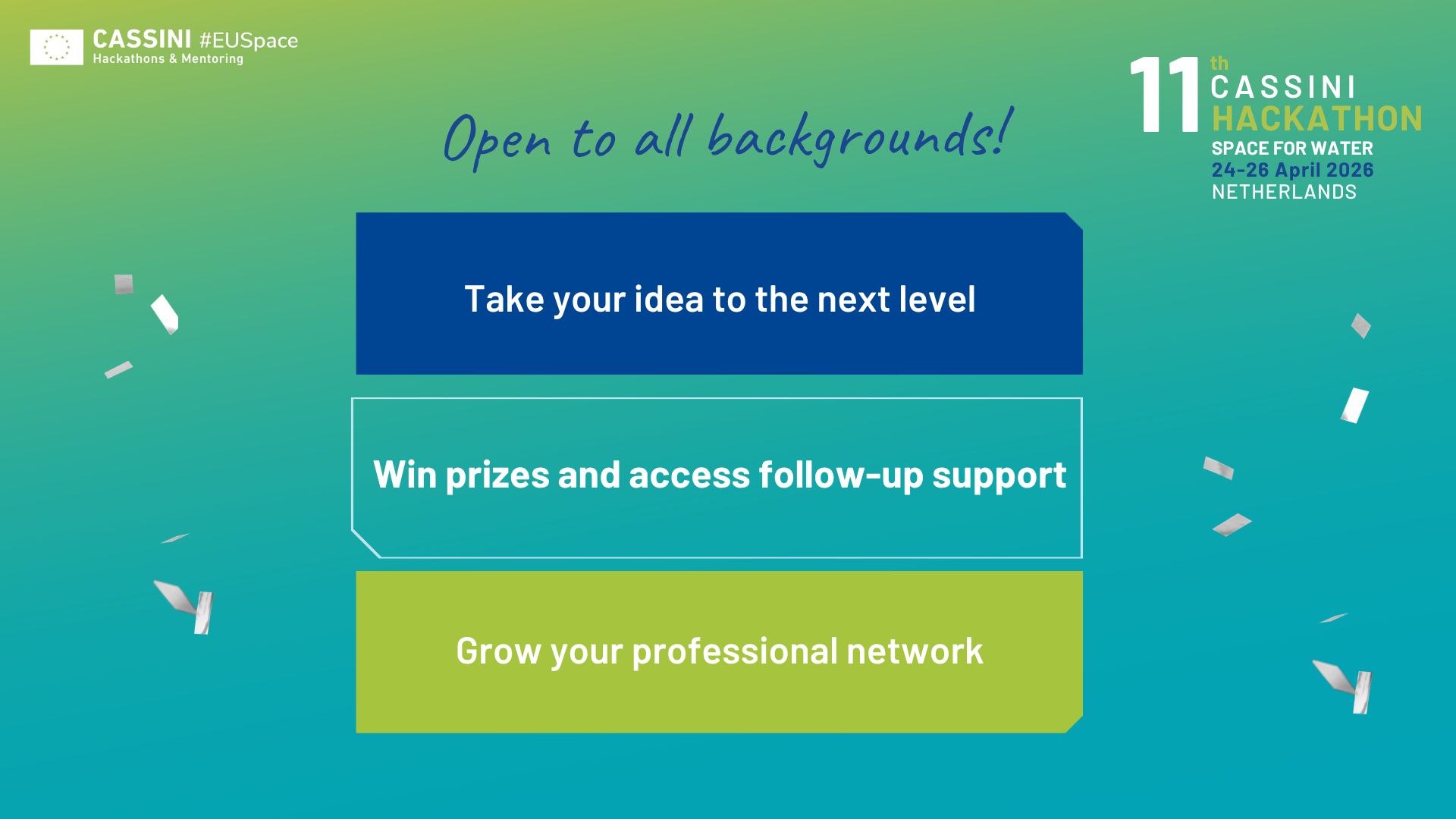 CASSINI Hackathon Space for Water 2026 promo banner