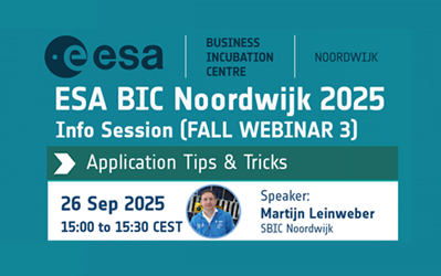 promotion for the ESA BIC Noordwijk fall deadline webinar