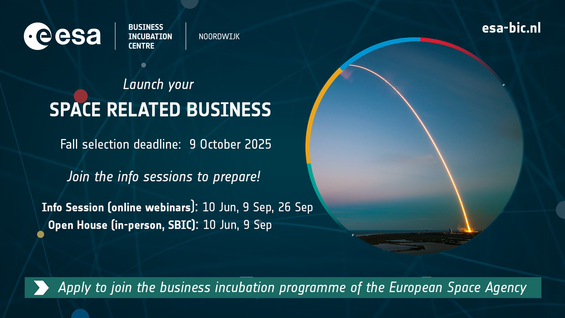 satellite visual to promote the Dutch business incubation programme of the European Space Agency, ESA BIC Noordwijk
