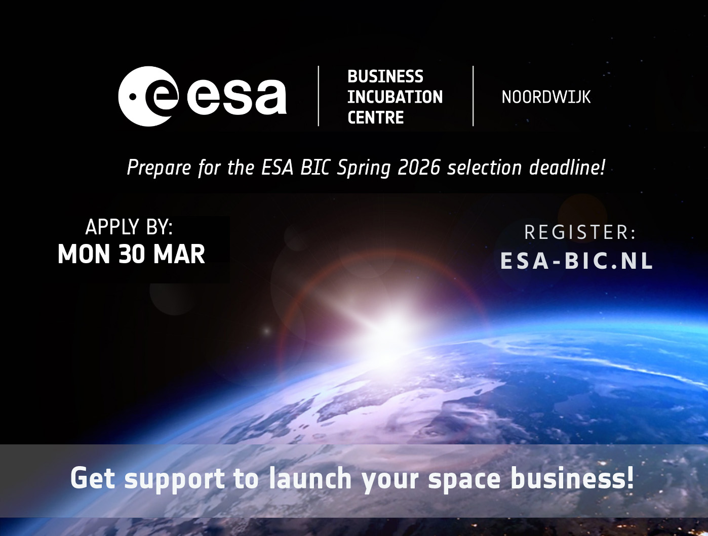 sunrise over the Earth's horizon as viewed from space on ESA BIC Noordwijk call for applications visual