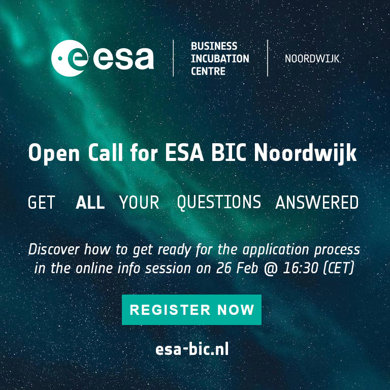blue-green starry sky on visual for ESA BIC Noordwijk open call for applications