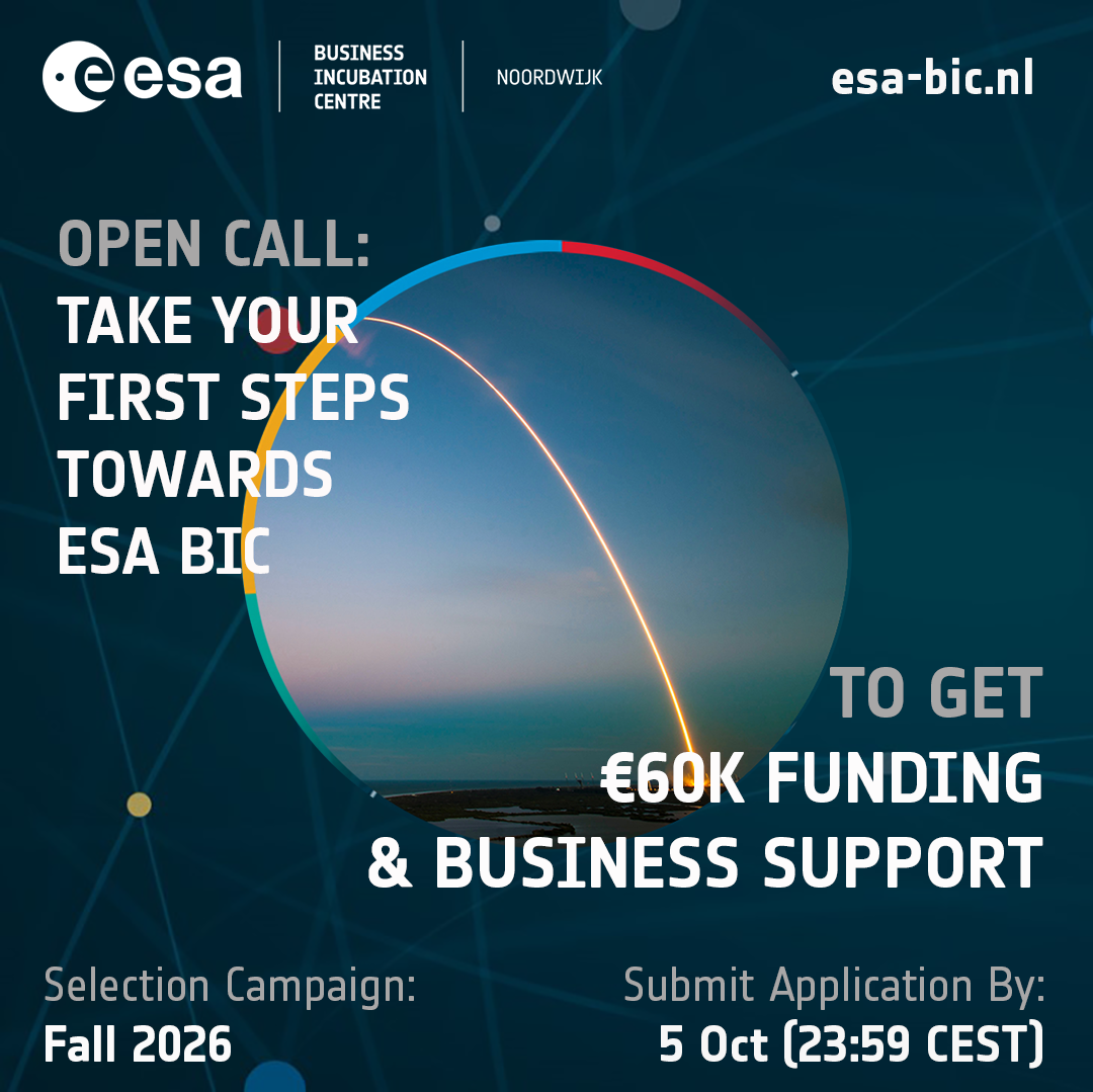 Apply now rocket launching highlighting call for applications for ESA BIC Noordwijk