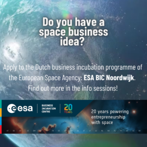 Earth view from space on visual to promote the Dutch business incubation programme of the European Space Agency, ESA BIC Noordwijk