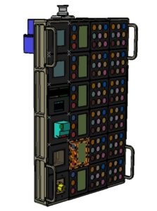 test unit with material samples between two aluminium plates