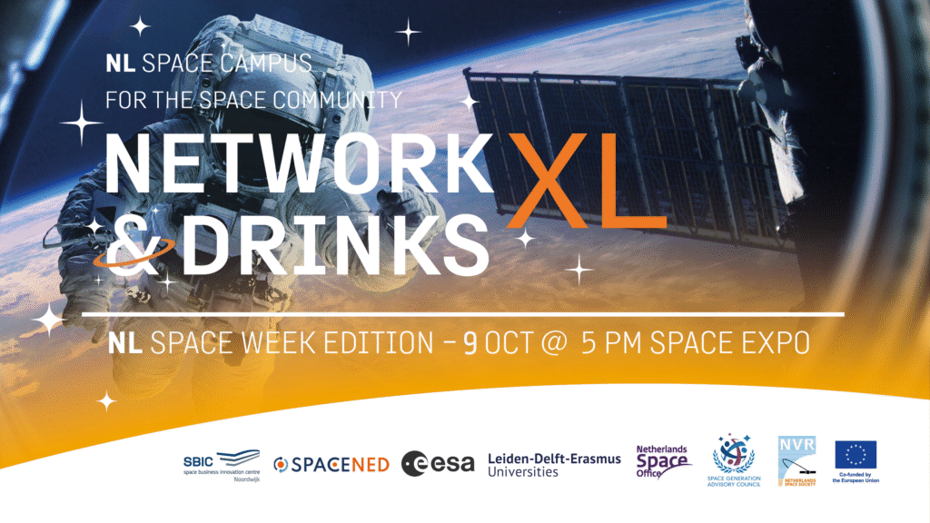 astronaut on the NL Space Campus Network & Drinks XL banner