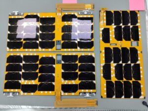 subsystem units of Mauve cubesat platform with deployment hinges and solar array