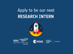 SBIC ESA BIC Noordwijk research intern vacancy with spaceship on blue background