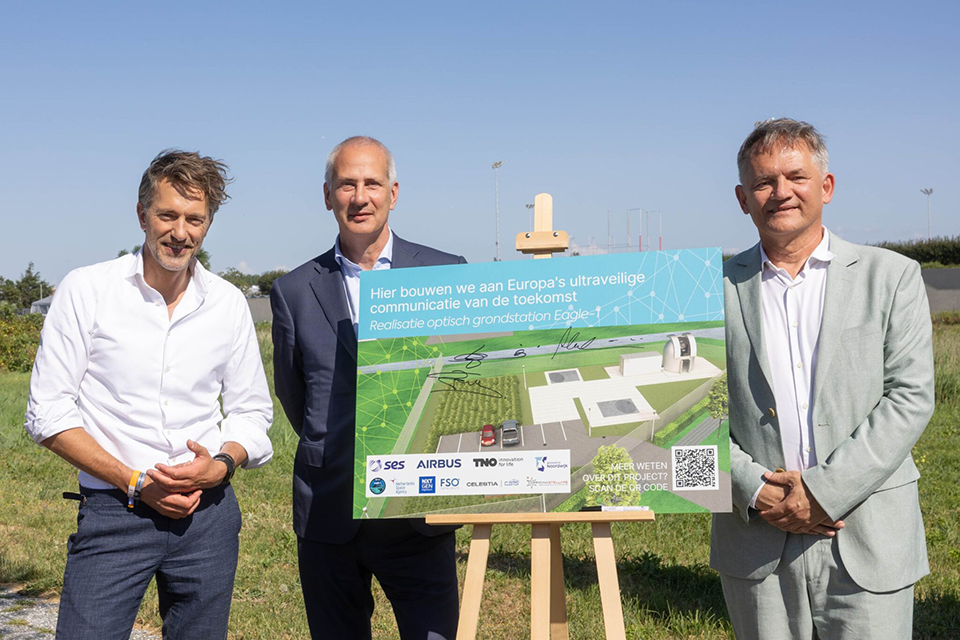 space business professionals at breaking ground ceremony in Noordwijk
