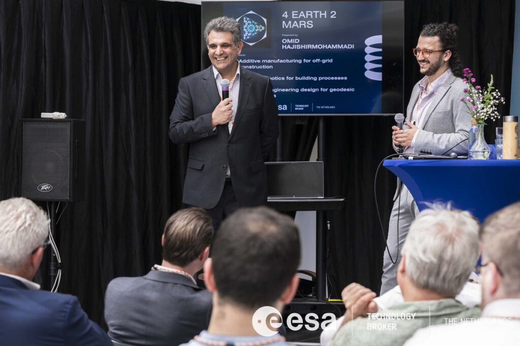 space business professional presenting on stage
