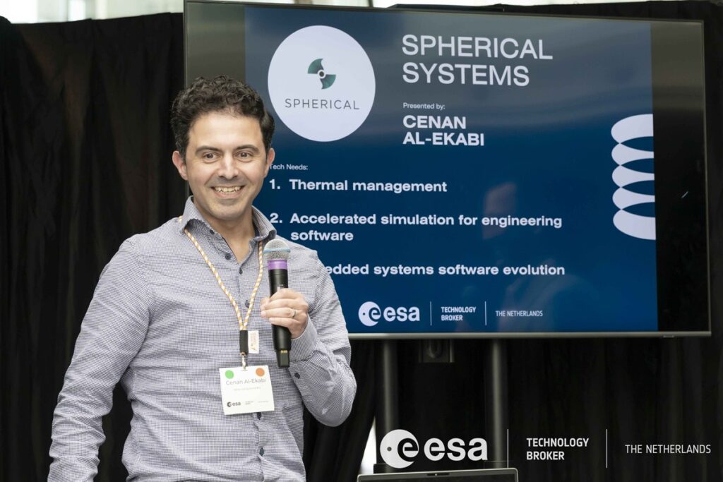 space business professional presenting on stage