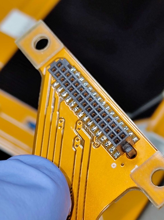 closeup of subsystem connectors of Mauve cubesat platform