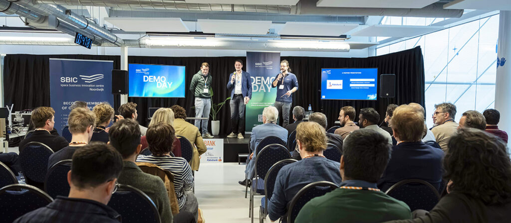 space and business professionals on stage at SBIC Noordwijk