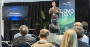 space business professional on stage at SBIC Noordwijk