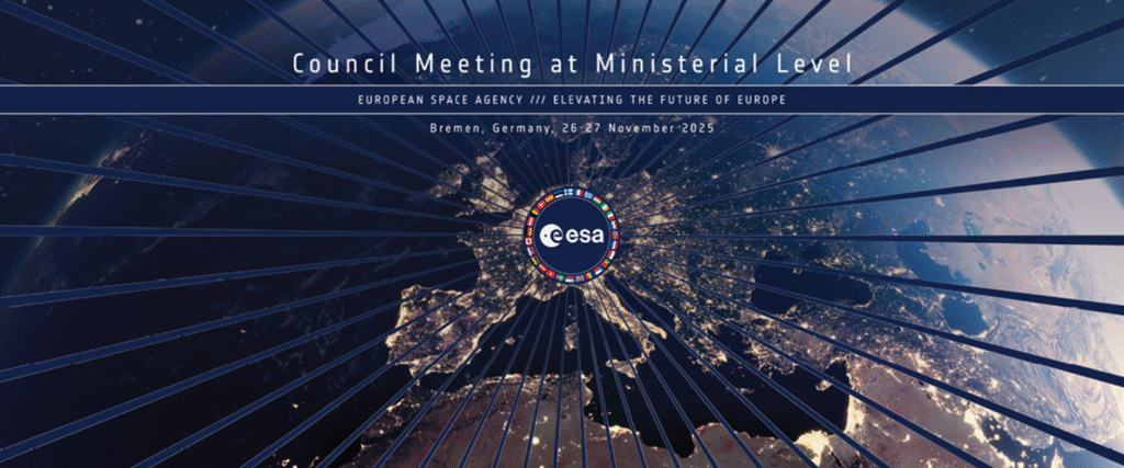 ESA logo overlaid on Europe illustration