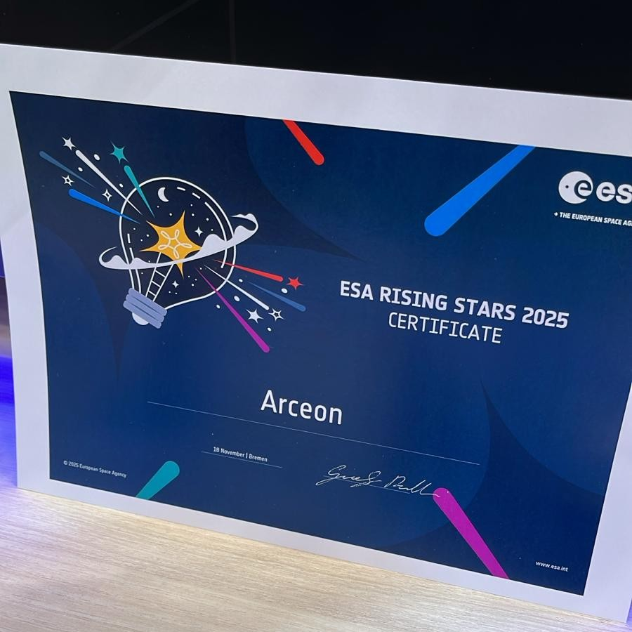 ESA Rising Star 2025 certificate for space business Arceon