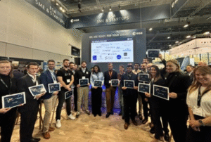 space business professionals at trade fair