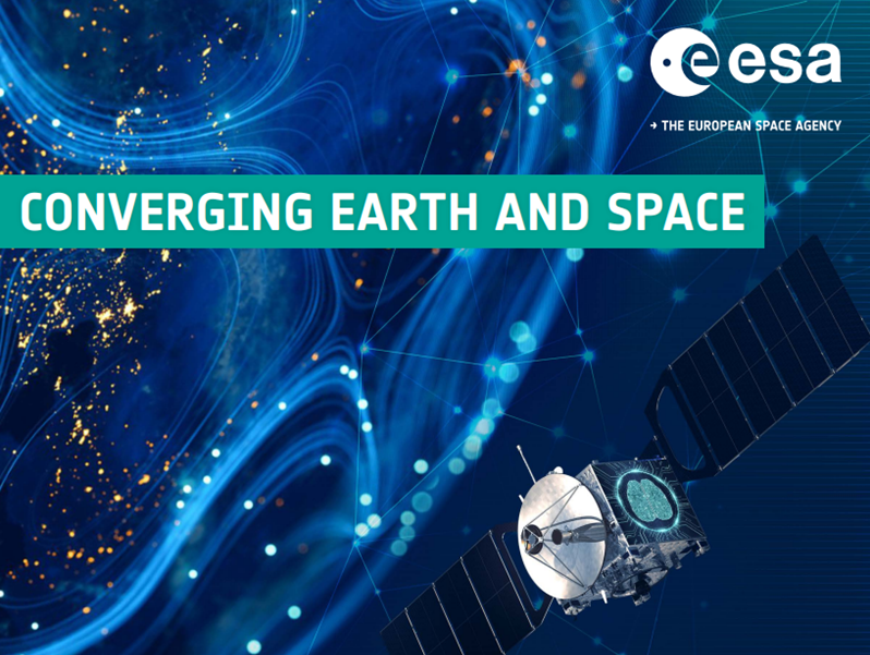 satellite illustration with interconnected on ESA white paper cover