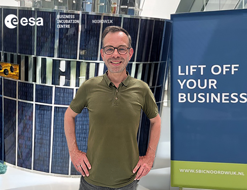 space business professional just joined ESA BIC Noordwijk by the satellite at SBIC