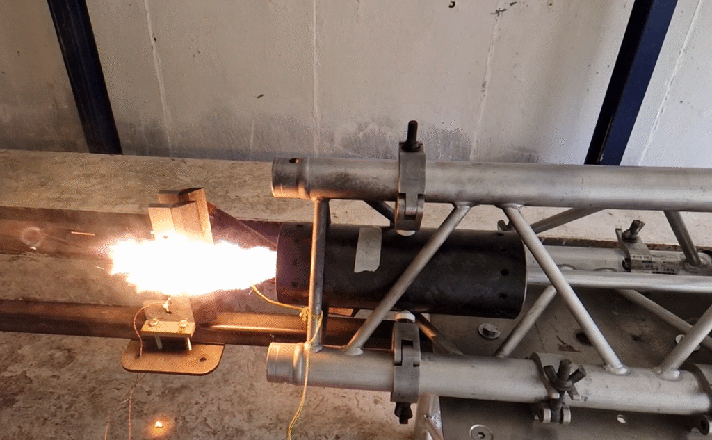 Arceon ceramic composite in test set-up 