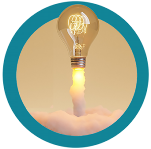 light bulb appearing to launch from a bed of cotton wool