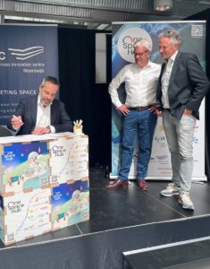 space business professionals on stage at SBIC Noordwijk