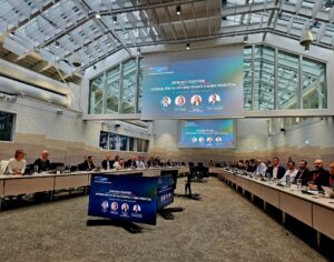 space business professionals in meeting space at Paris HQ of the European Space Agency