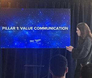 Student presentation during the space business challenge