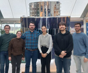 Student delegation with space business startup after working on a business challenge by the satellite at SBIC Noordwijk