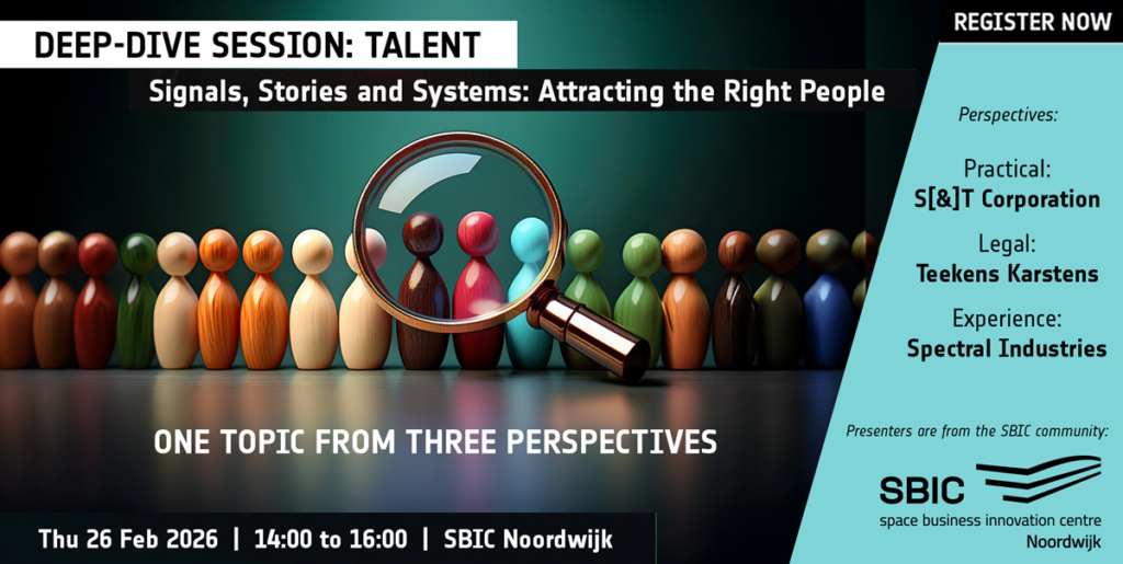 talent visual with magnifying glass representing the search for new employees as promo for event at SBIC Noordwijk