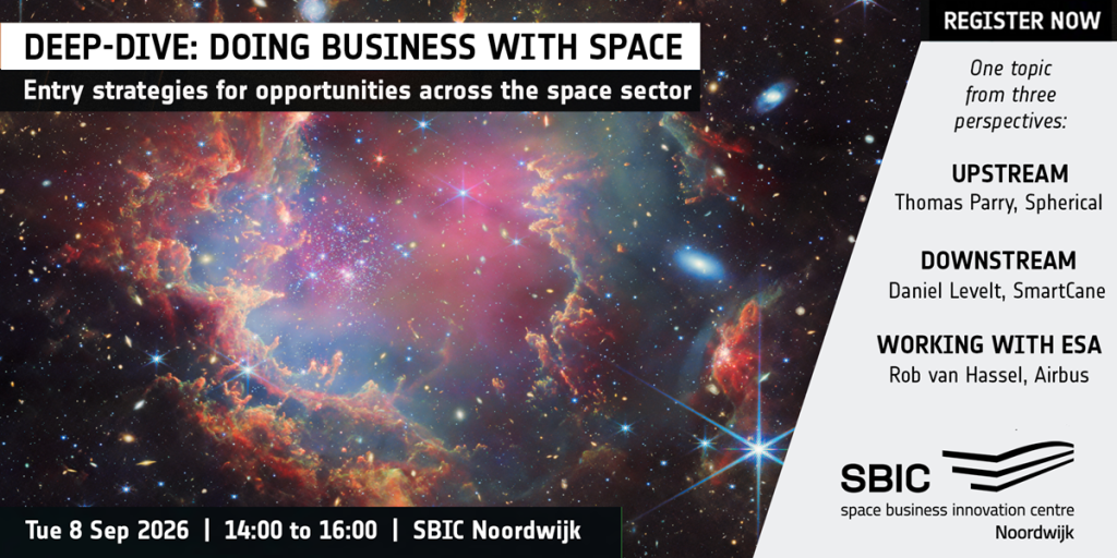 banner with ESA/Webb background image promoting space business deep dive at SBIC