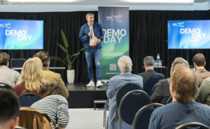 space business professional on stage at SBIC Noordwijk