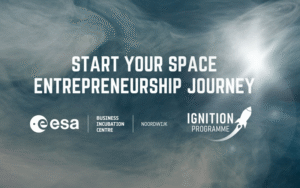 entrepreneurship journey visual with smoky background and ESA BIC and Ignition Programme logos
