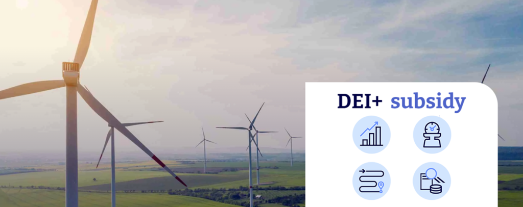 windfarm and icons of DEI subsidy icons
