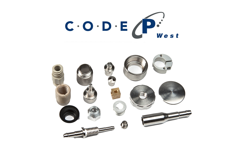 industrial metallic and plastic machinery parts with Code-P logo
