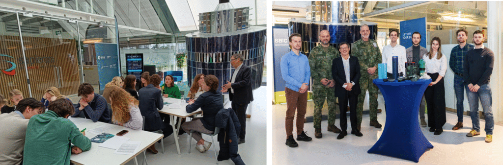 space business professionals in the atrium at SBIC Noordwijk