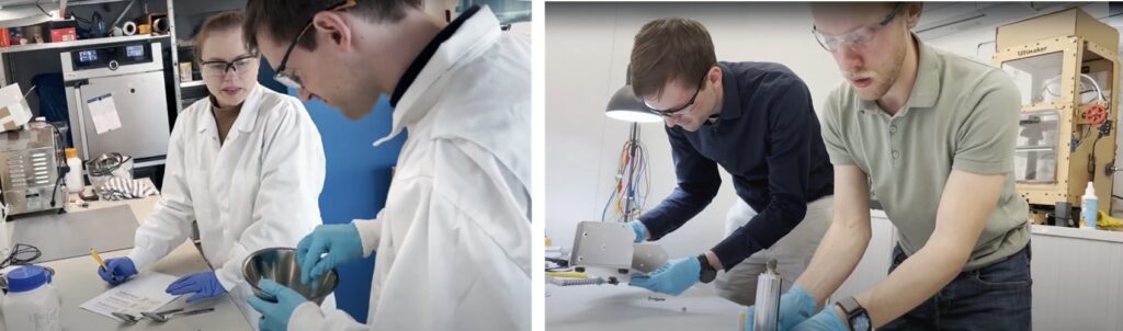 space business professionals in the lab