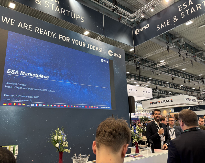 space business professionals at trade fair