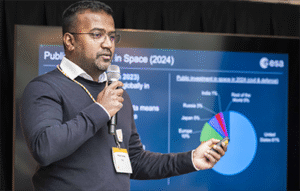 space business professional on stage at SBIC Noordwijk