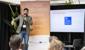 space business professional on stage at SBIC Noordwijk