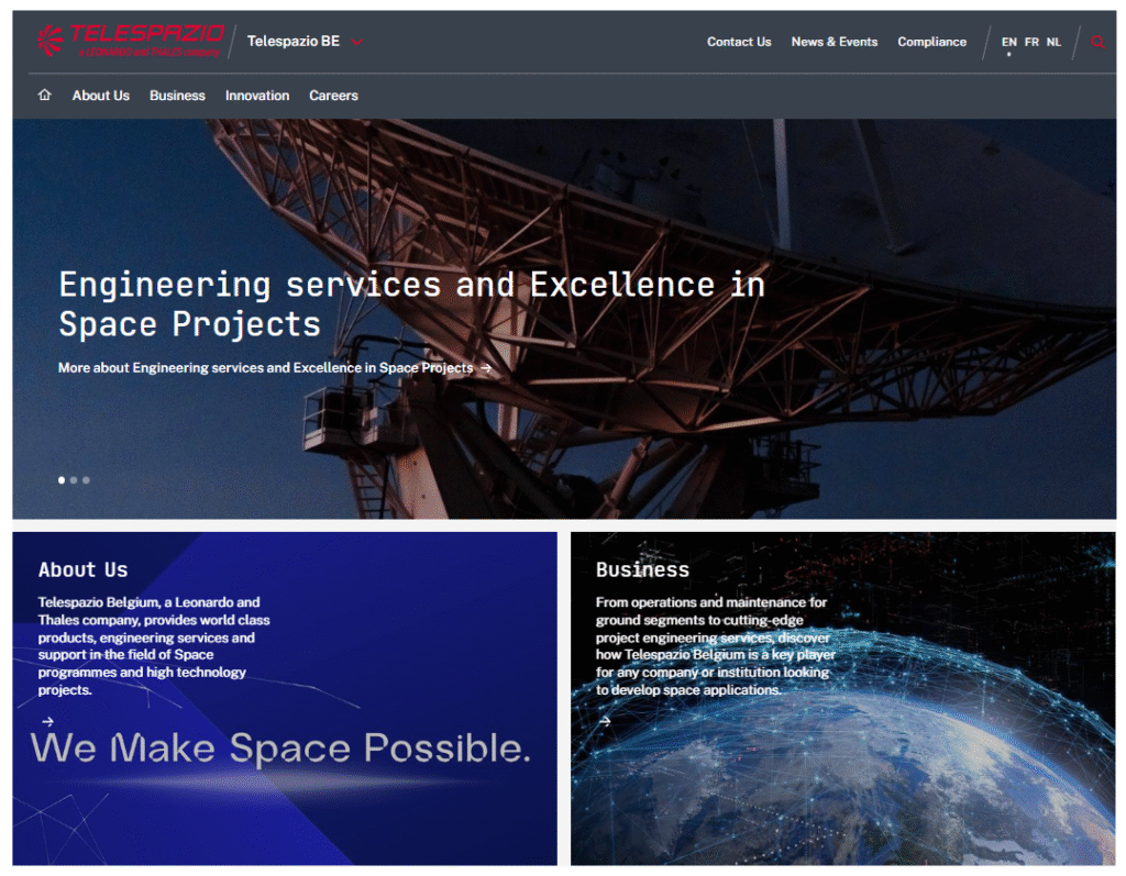 space company website visual