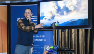 ESA BIC entrepreneur presenting about wildfire analysis to space business audience