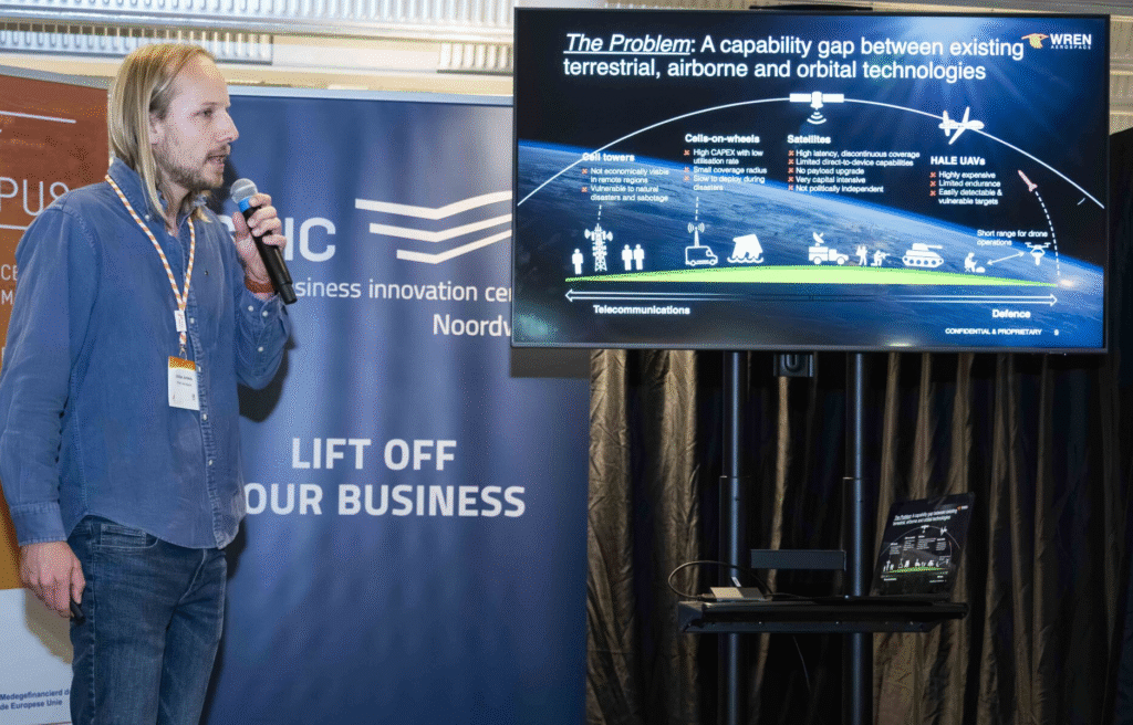 space business professional on stage at SBIC Noordwijk